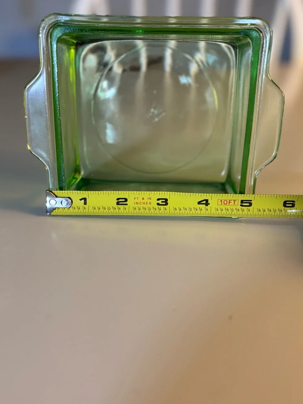 Vintage Hazel Atlas Green Uranium Glass Square Dish With Lid